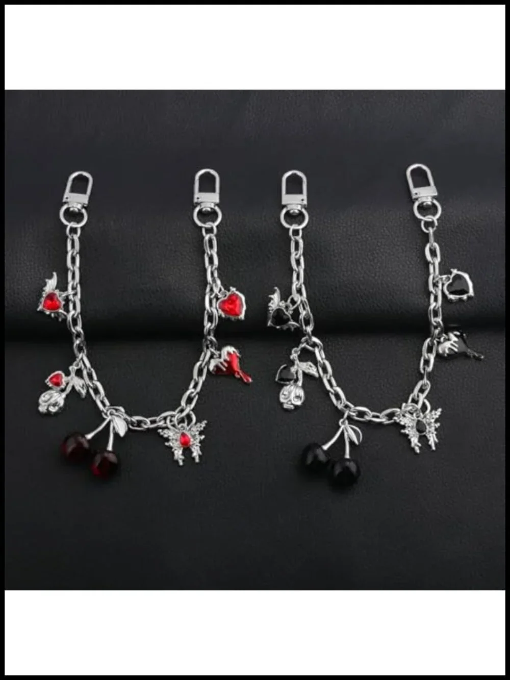 Gothic Cherry Bag Chain Charms Y2K Purse Charm Halloween Keychain Gift